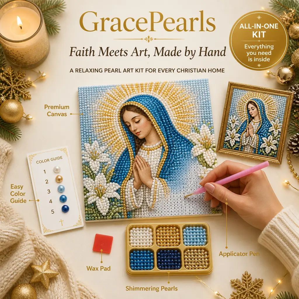Virgin Mary Praying Pearl Art Kit