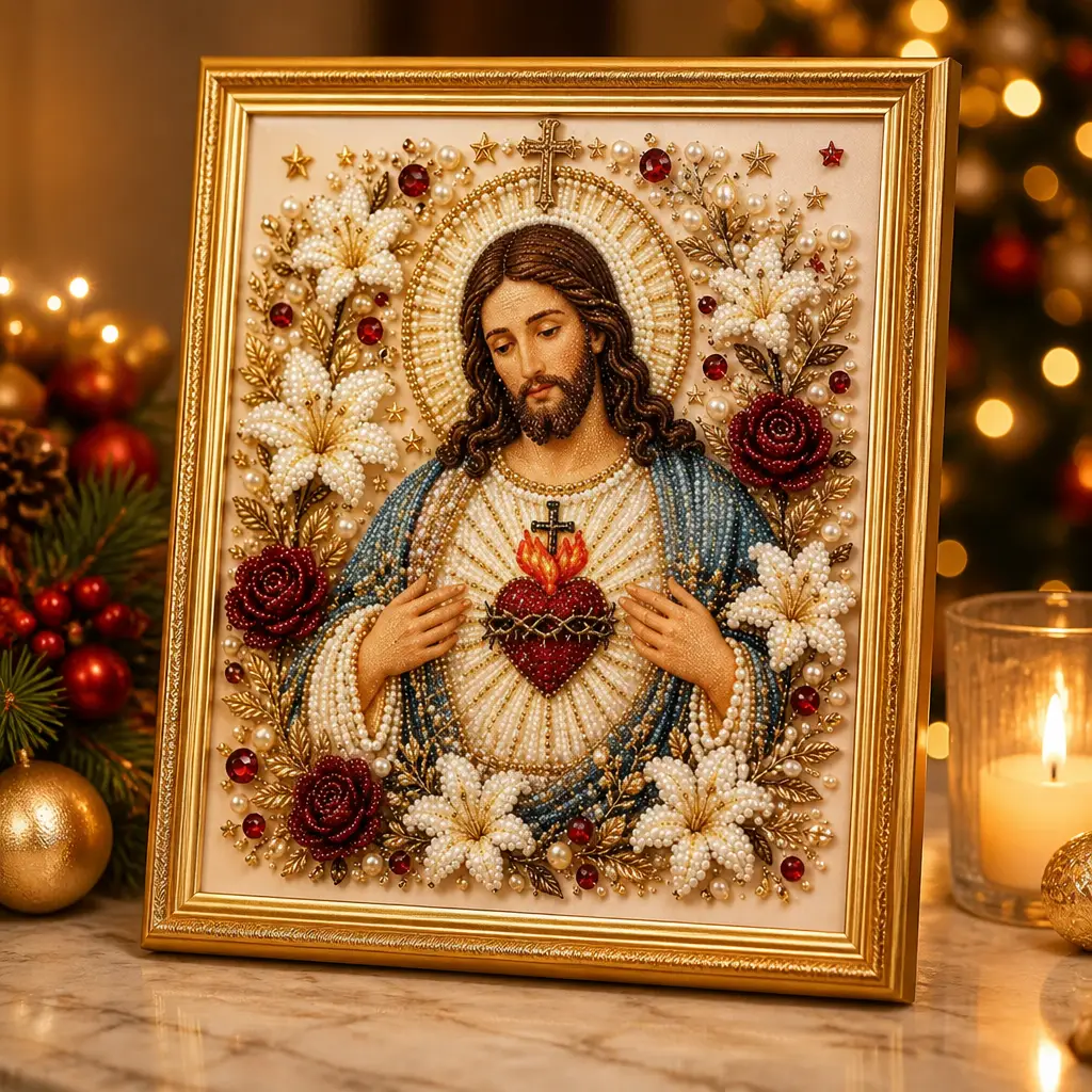Sacred Heart of Jesus Pearl Art Kit